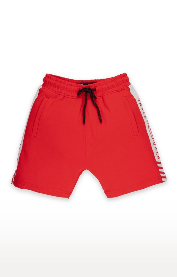 Status Quo | Red Printed Kids Regular Fit Shorts