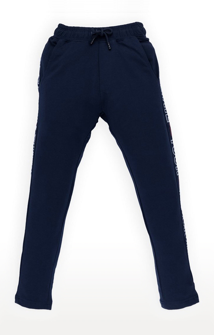 Boy's Blue Solid Trackpants