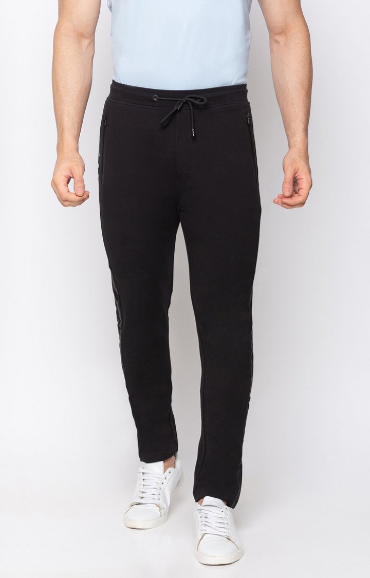 Status Quo | Men's Black Polyester Solid Trackpant