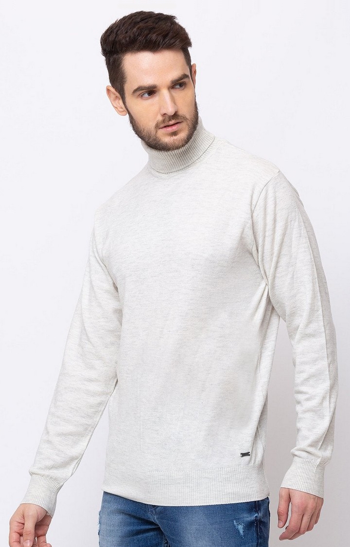 Men's Grey Polycotton Solid Sweaters