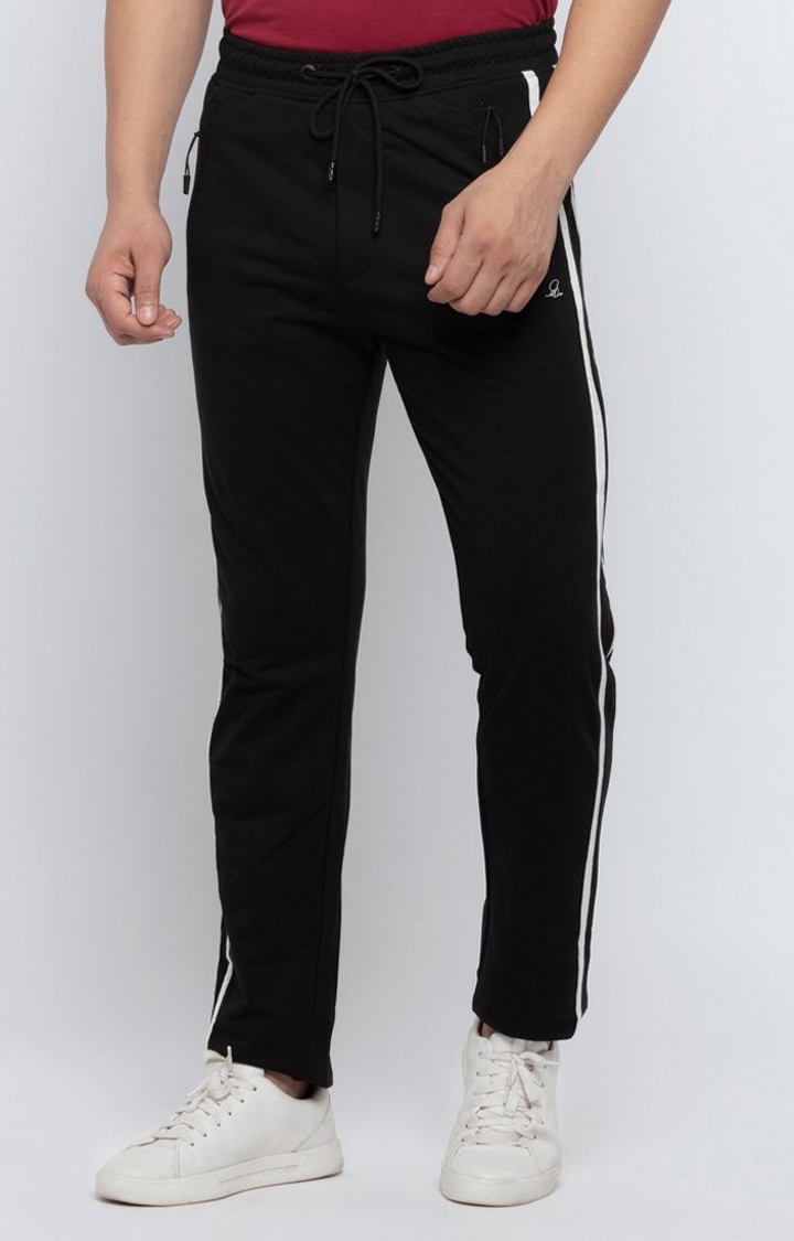 Men's Black Printed Trackpants