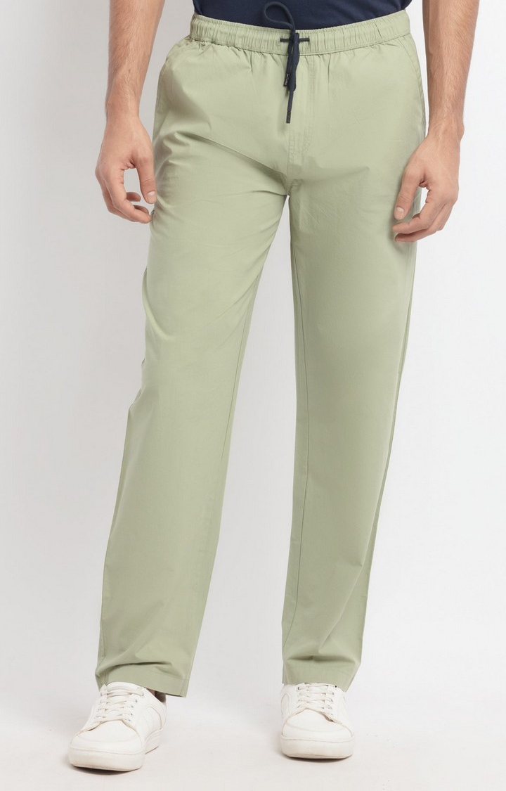 Men's Green Solid Trackpants