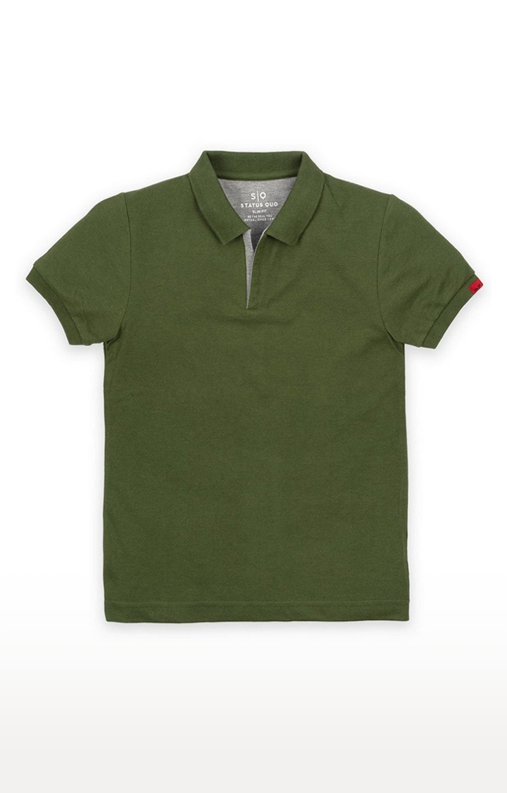 Green Cotton Solid T-Shirts