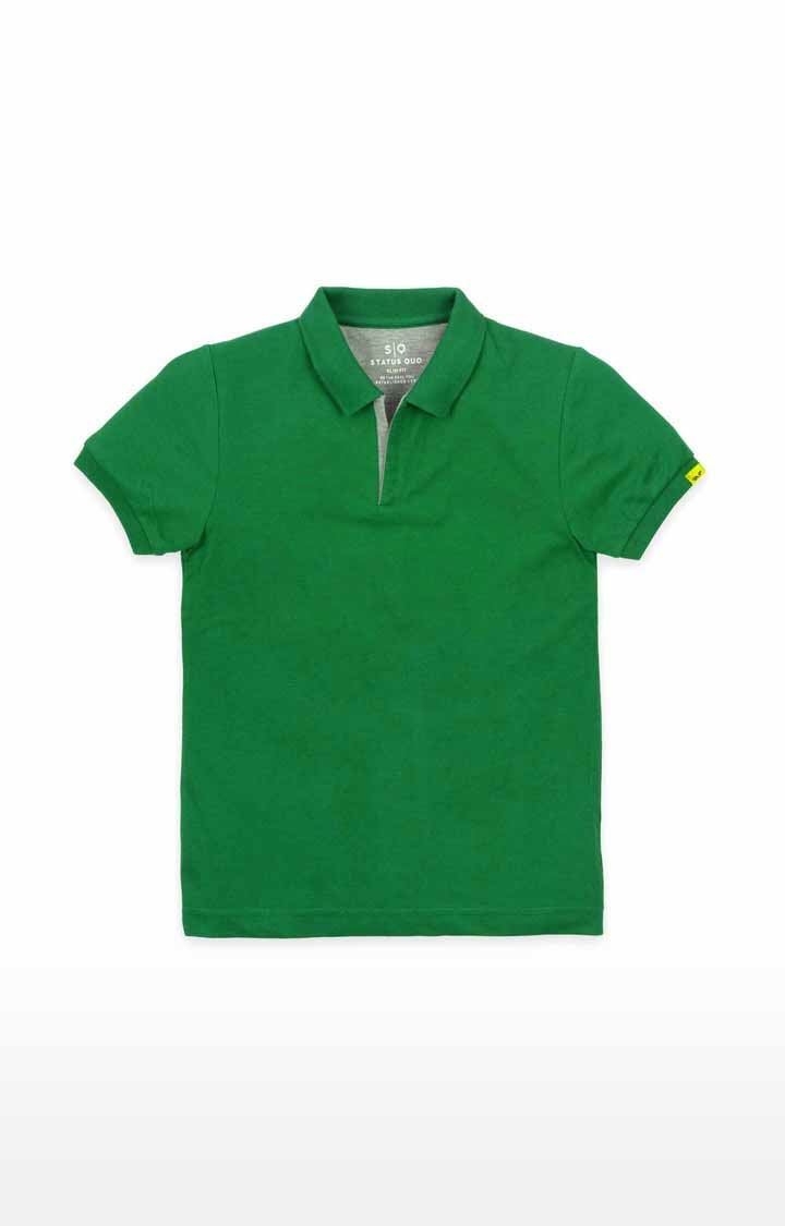 Status Quo | Boys Green Cotton Solid Polo T-Shirts