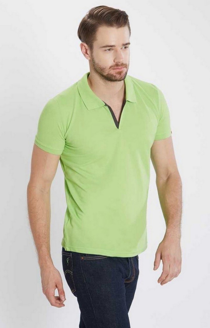 Green Polycotton Solid T-Shirts