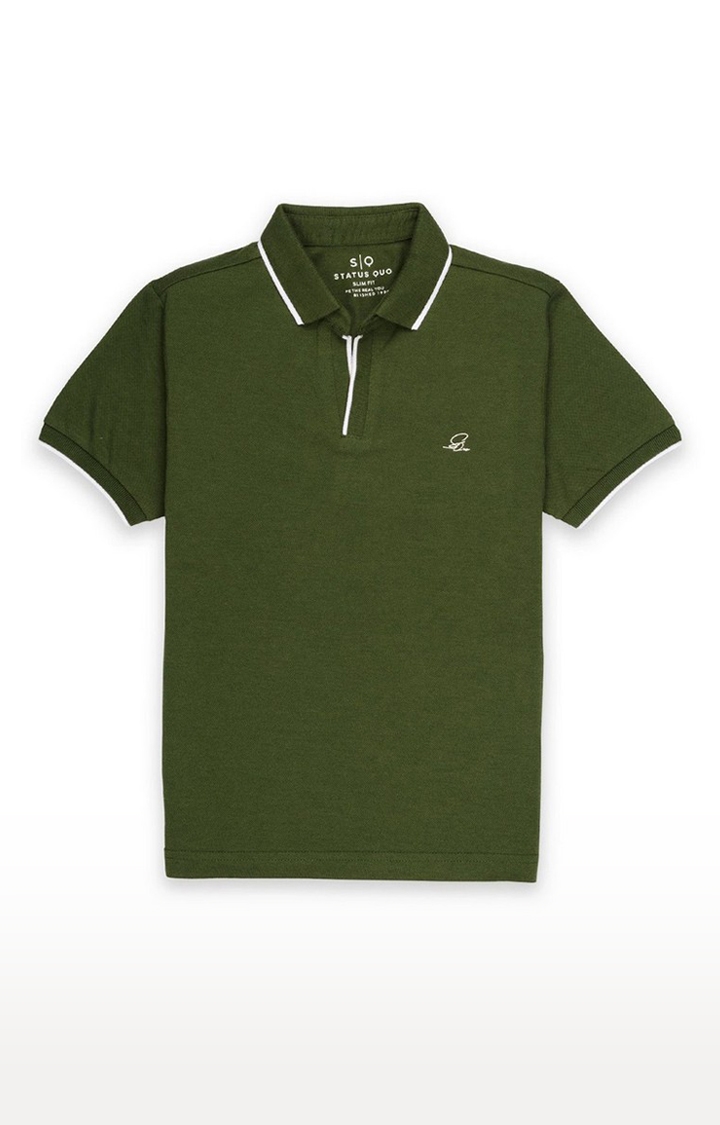 Green Cotton Solid T-Shirts