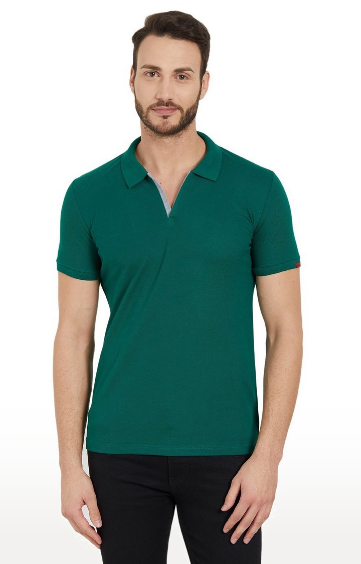Green Polycotton Solid T-Shirts