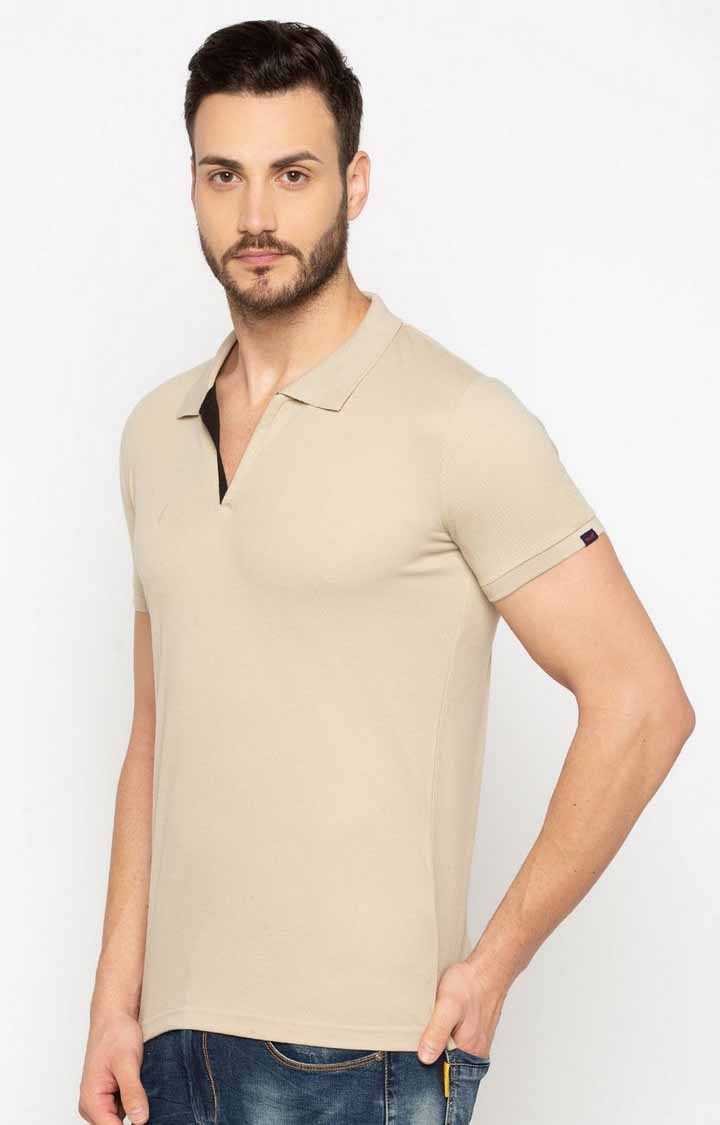 Beige Polycotton Solid Polos