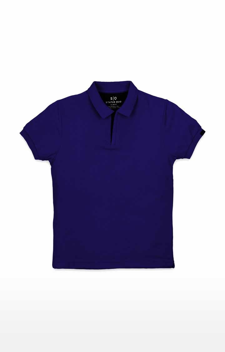 Status Quo | Boy's Blue Cotton Solid Polos