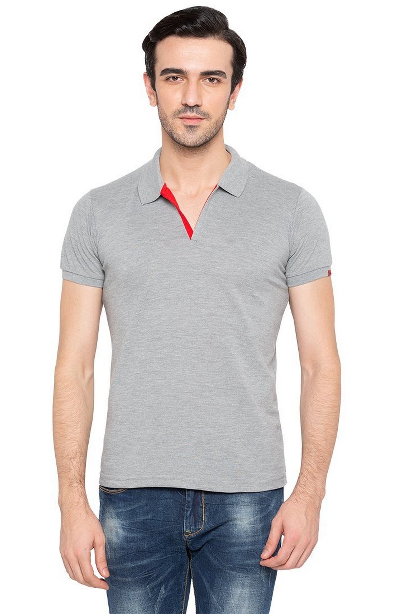 Status Quo | Grey Melange Slim Fit Polo T-Shirt