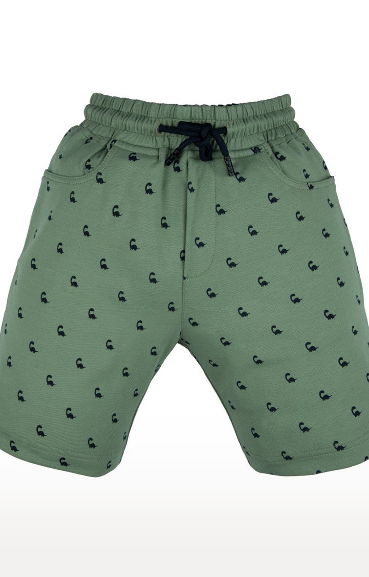 Status Quo | Boy's Green Printed Shorts