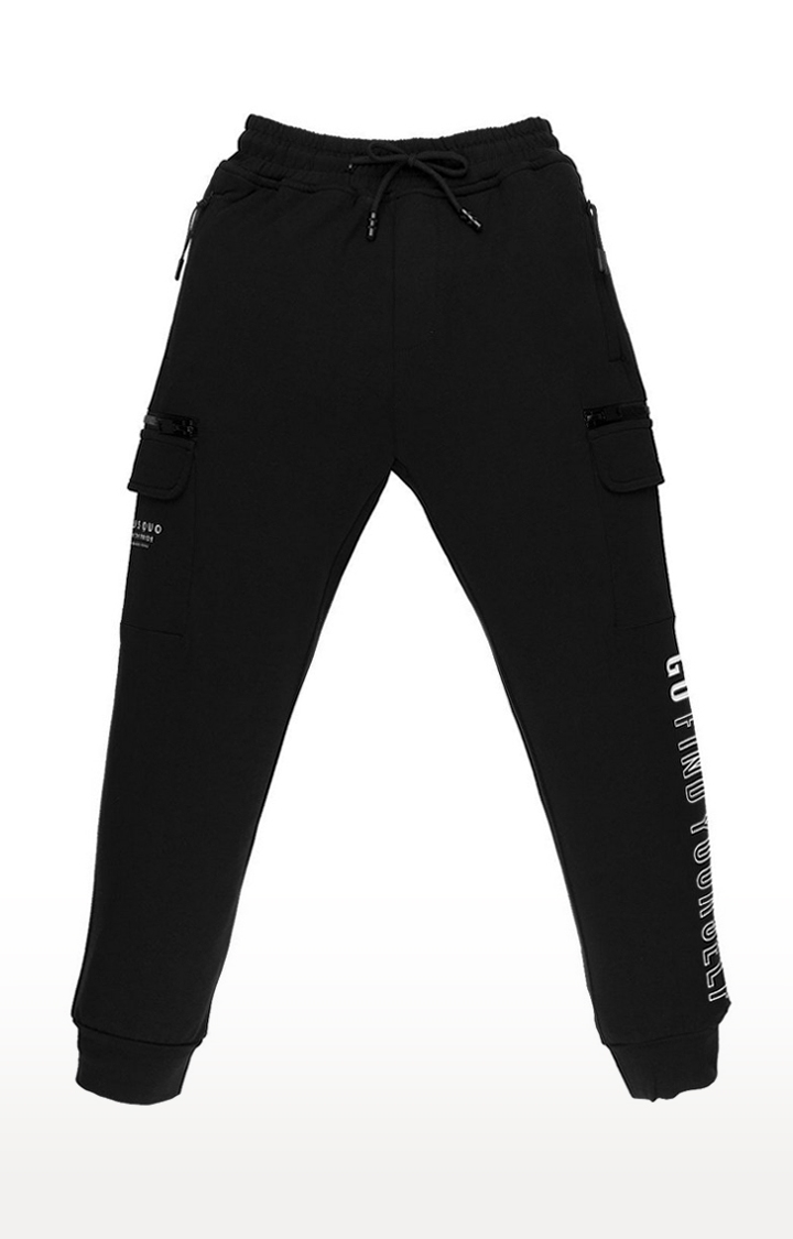 Boy's Black Printed Casual Joggers