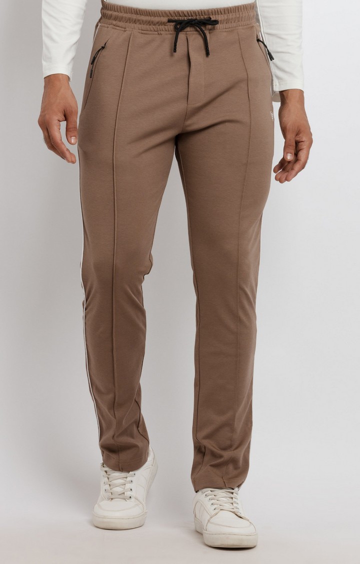 Men's Brown Solid Trackpants