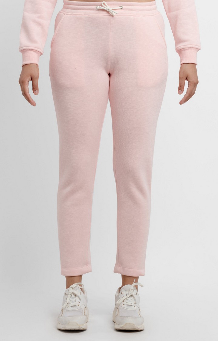 Women's Pink Solid Trackpants