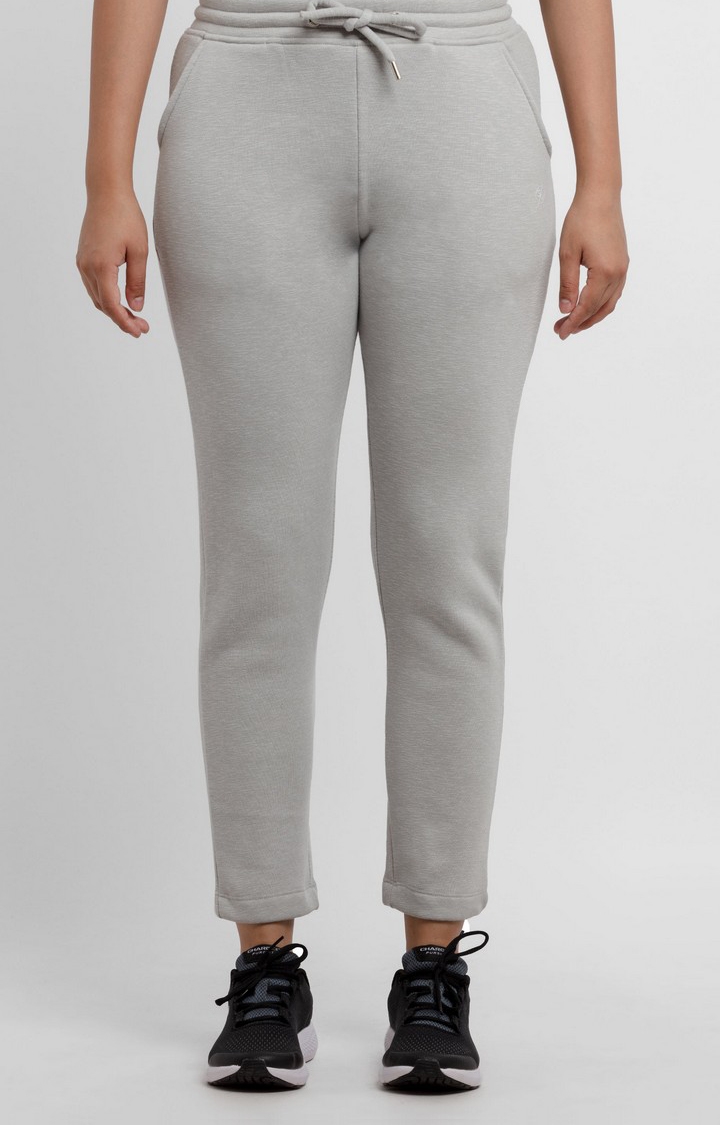 Women's Grey Solid Trackpants