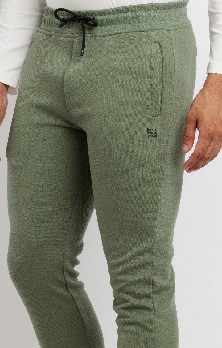 Men's Green Solid Trackpants