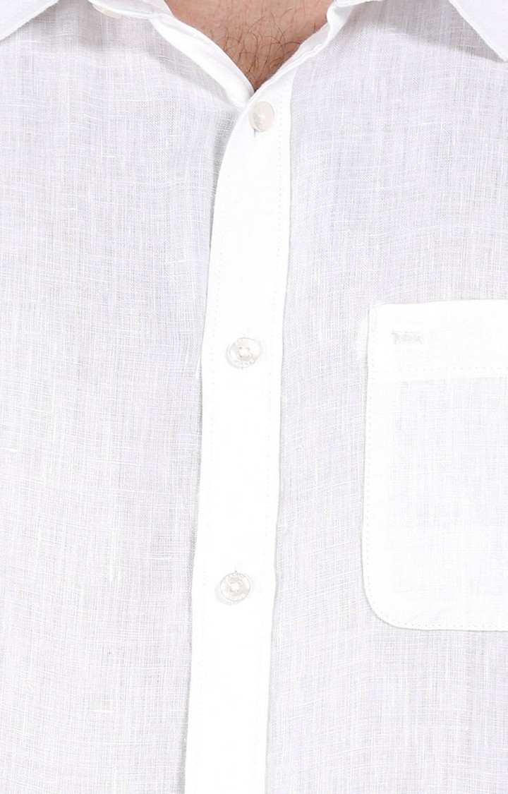 White Solid Casual Shirts