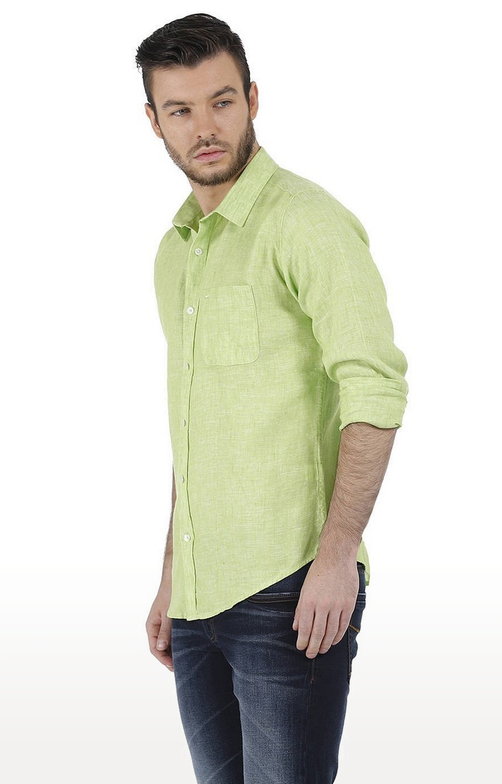 Green Solid Casual Shirts