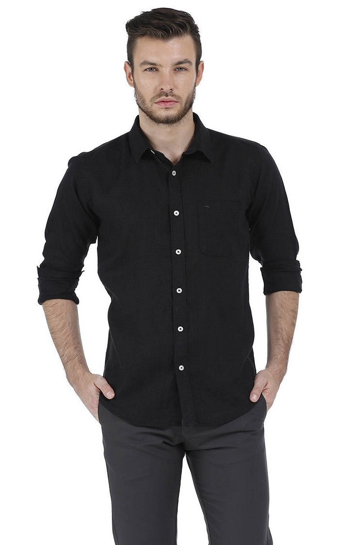 Basics | Black Solid Casual Shirts