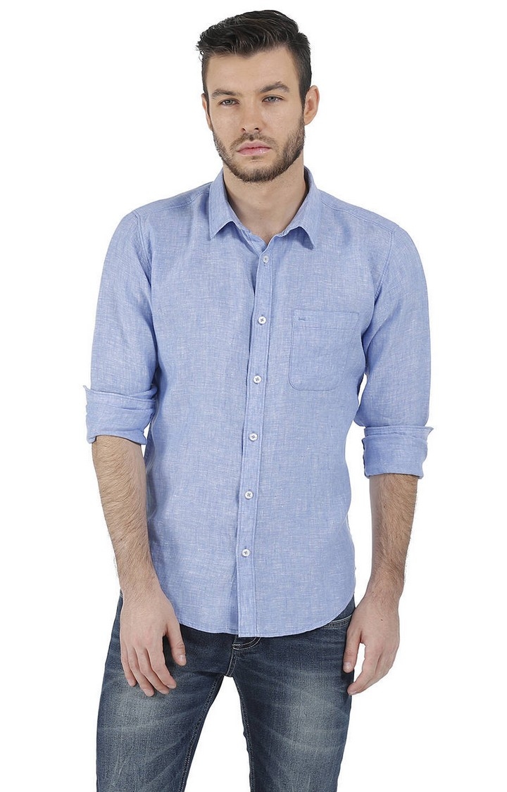 Basics | Blue Solid Casual Shirts