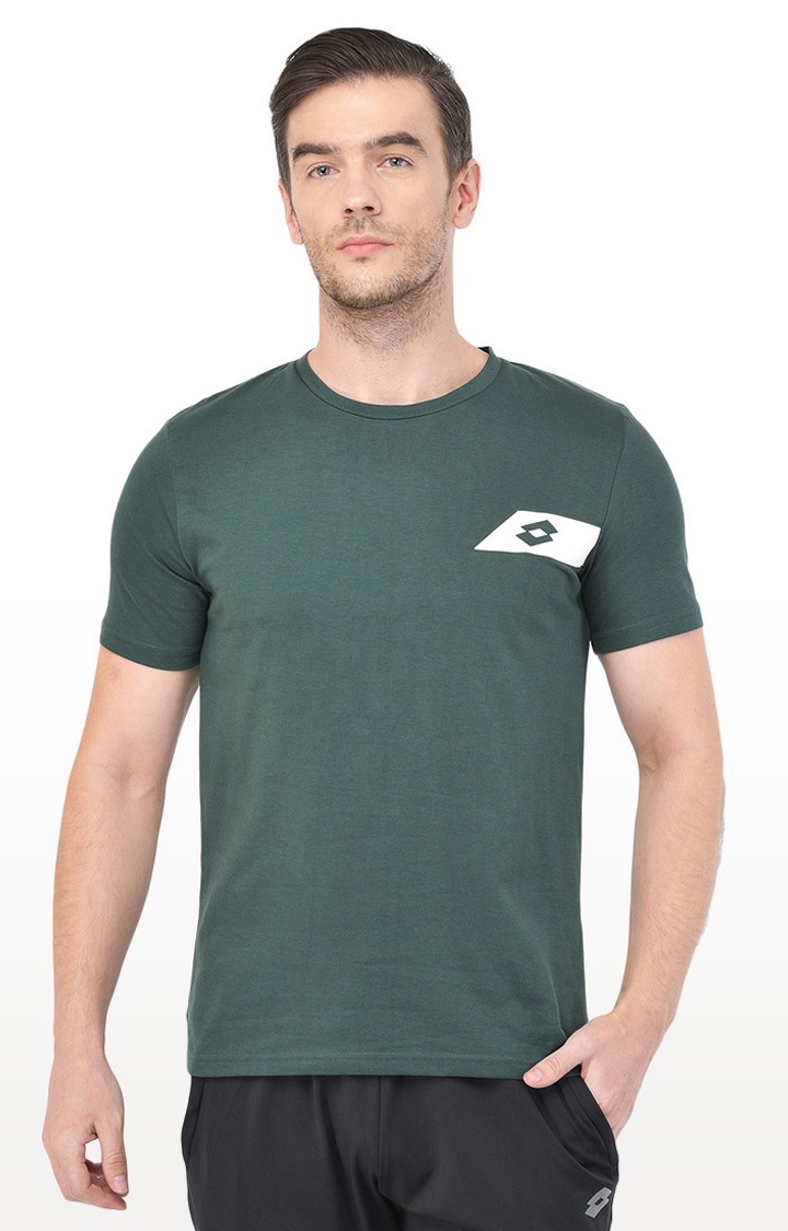 Lotto | Men's Green Solid T-Shirts