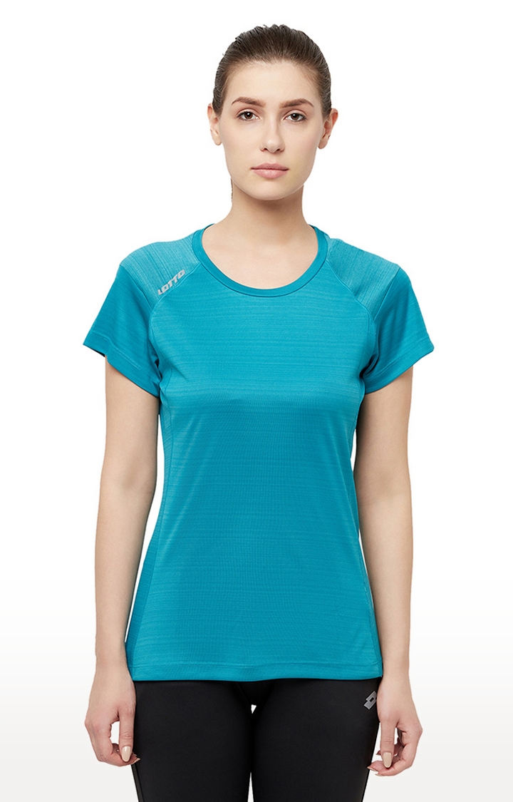 Women's Blue Striped Activewear T-Shirt