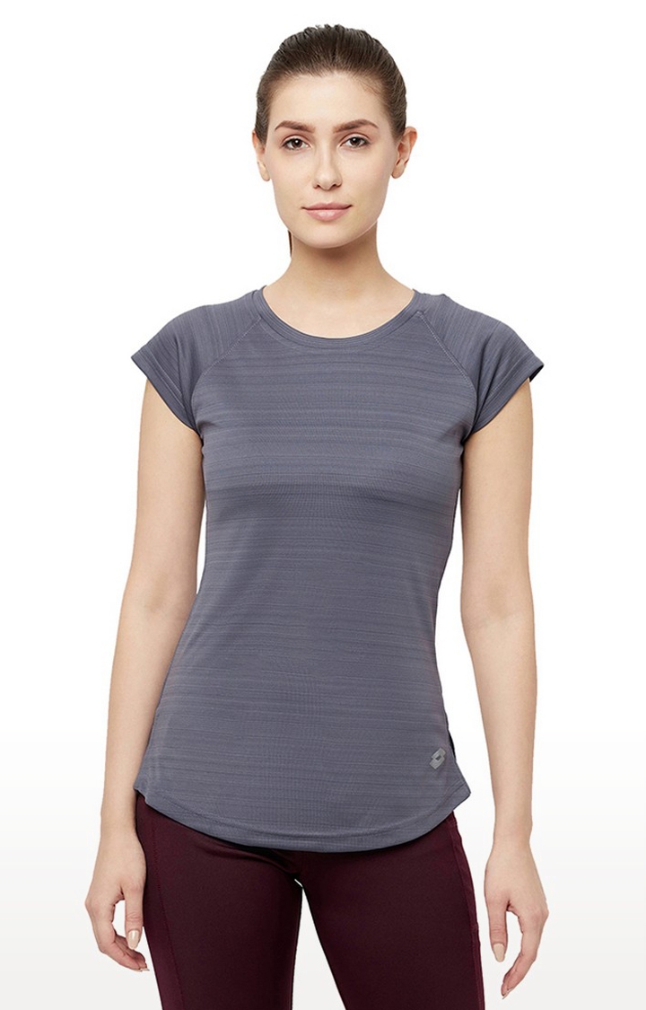 Lotto | Women's Grey Striped Activewear T-Shirt
