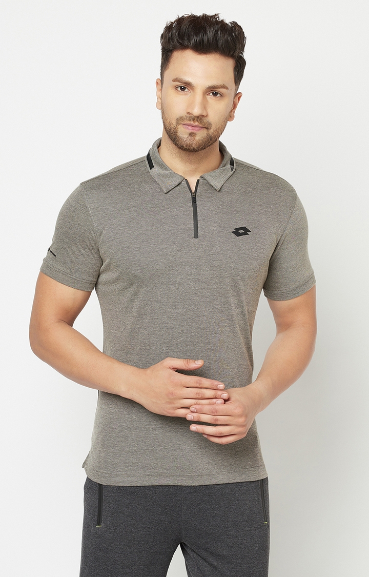 Lotto | Men's Grey Solid Polo T-shirt