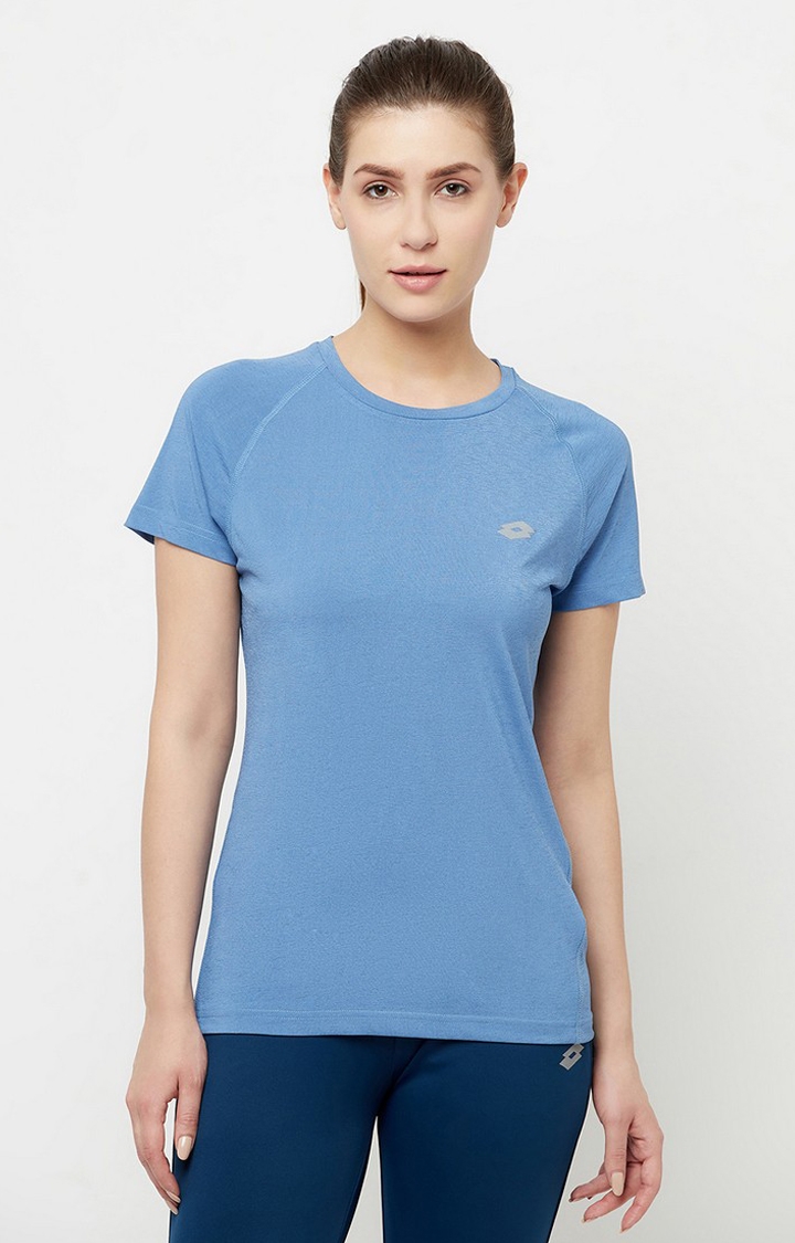 Lotto | Women's Blue Polyester Solid Activewear T-Shirt