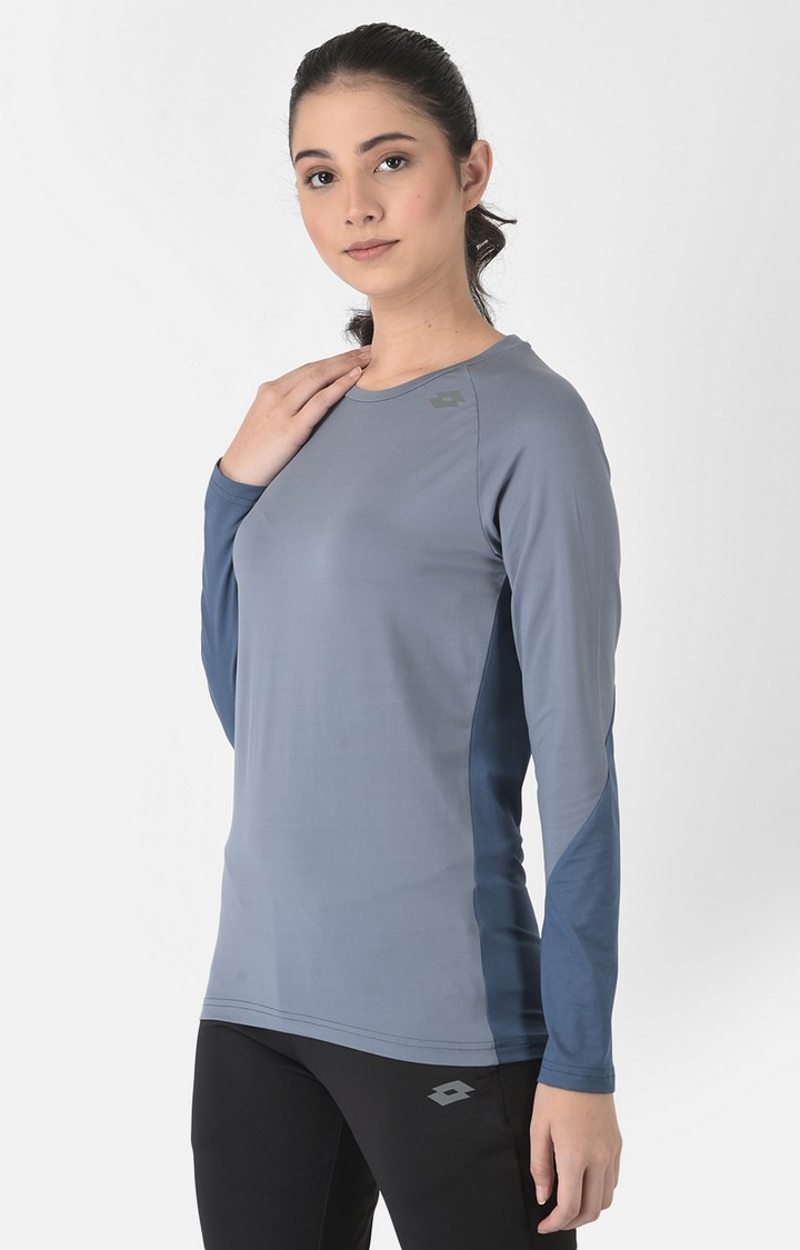 Lotto | Women's Grey Polyester Solid Activewear T-Shirt