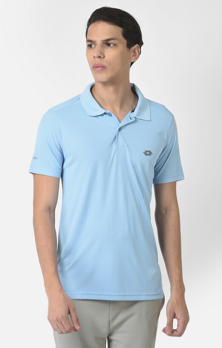Lotto | Men's Blue Polyester Solid Polo