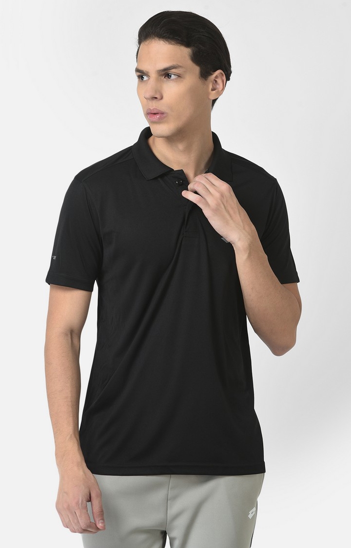 Lotto | Men's Black Polyester Solid Polo