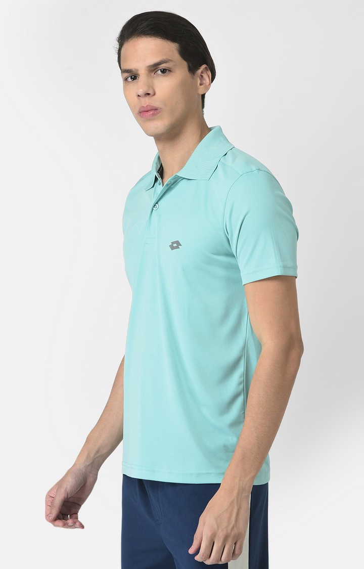 Lotto | Men's Blue Polyester Solid Polo