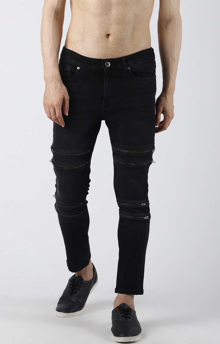 Blue Saint | Black Solid Tapered Jeans