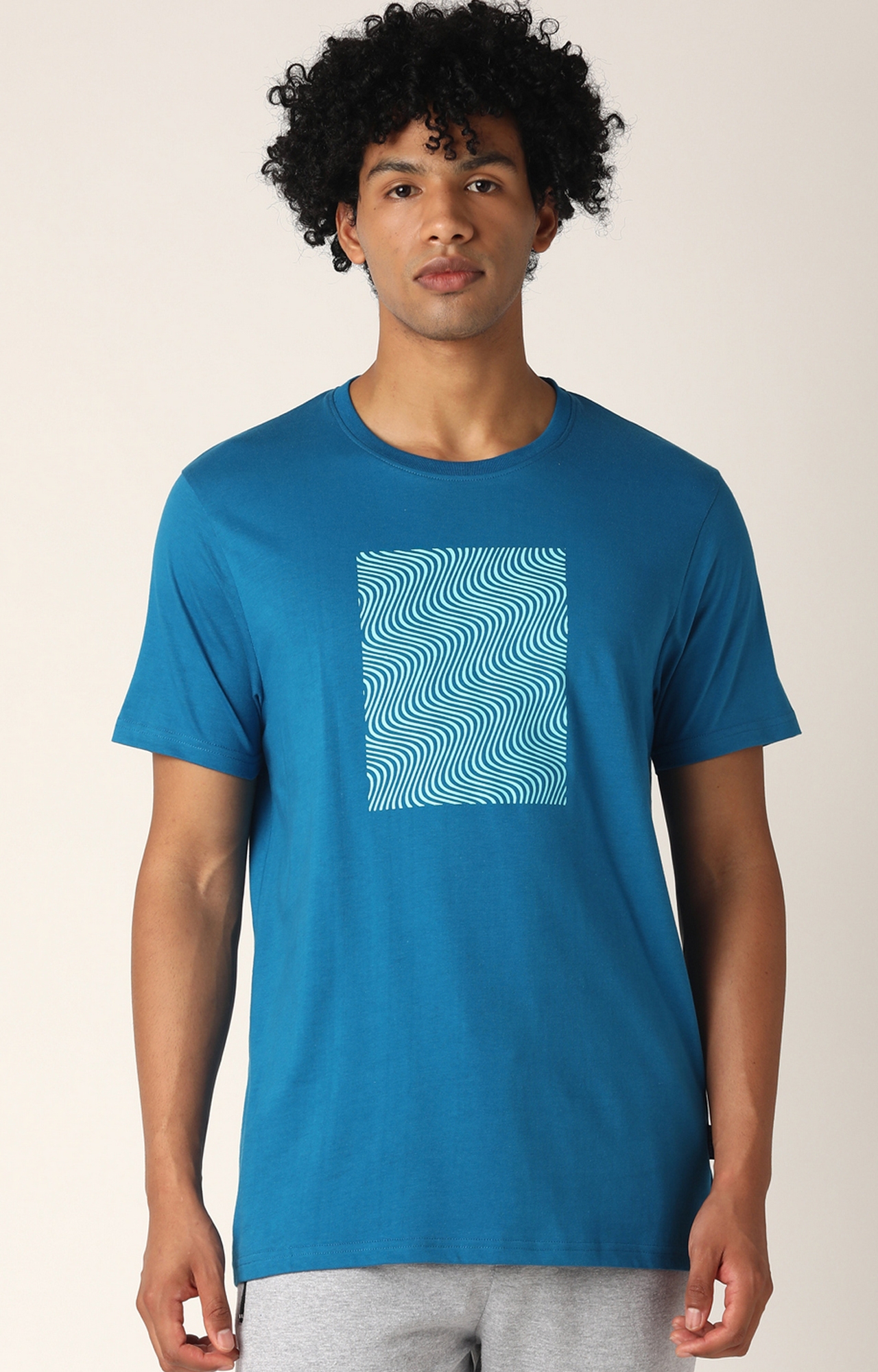 Blue Saint | Blue Printed T-Shirts (B1S21MHK0803-BSMFEB2#009A-Blue)