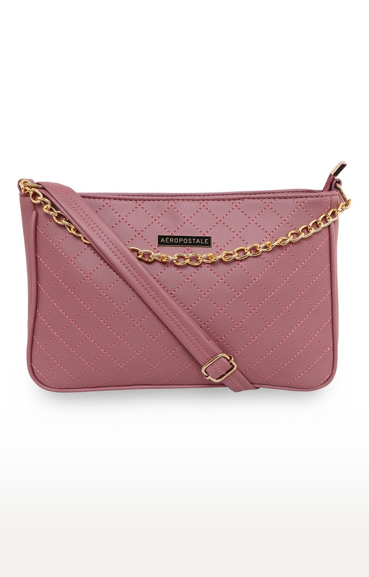 Aeropostale | Aeropostale Quilted Myra Crossbody Fashion Bags For Women With Metal Chain Stylish Vegan Leather Pink