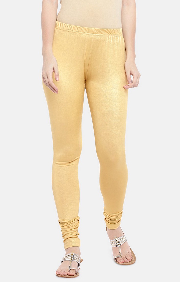 Ethnicity | Ethnicity Womens Gold Three-Fourth Blended Leggings 
