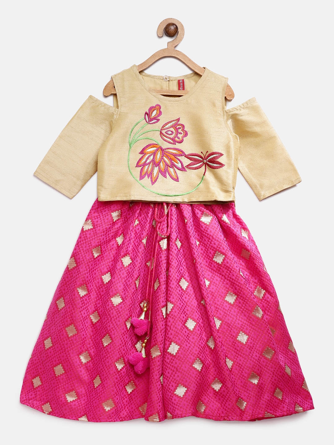 Ethnicity | Ethnicity Pink Polyester Kids Girls Lehenga Set