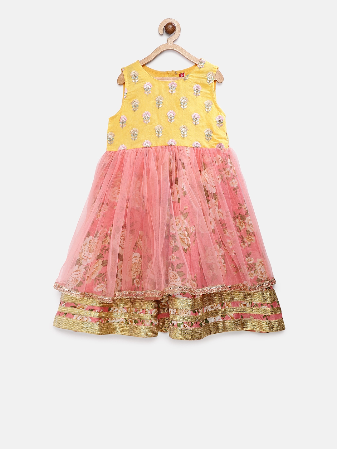 ETHNICITY | Ethnicity Yellow Polyester Blend Kids Girls Dress