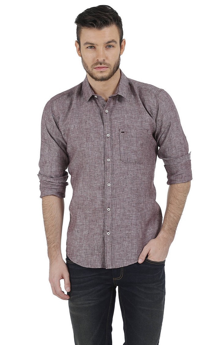 Brown Solid Casual Shirts