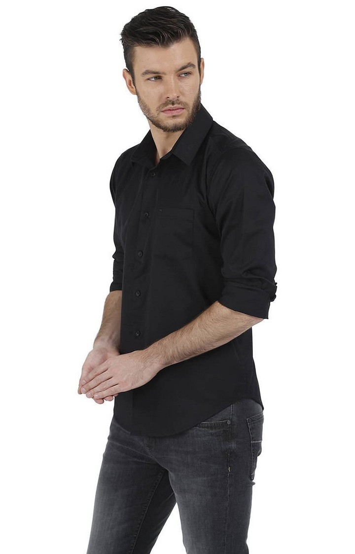 Black Solid Casual Shirts