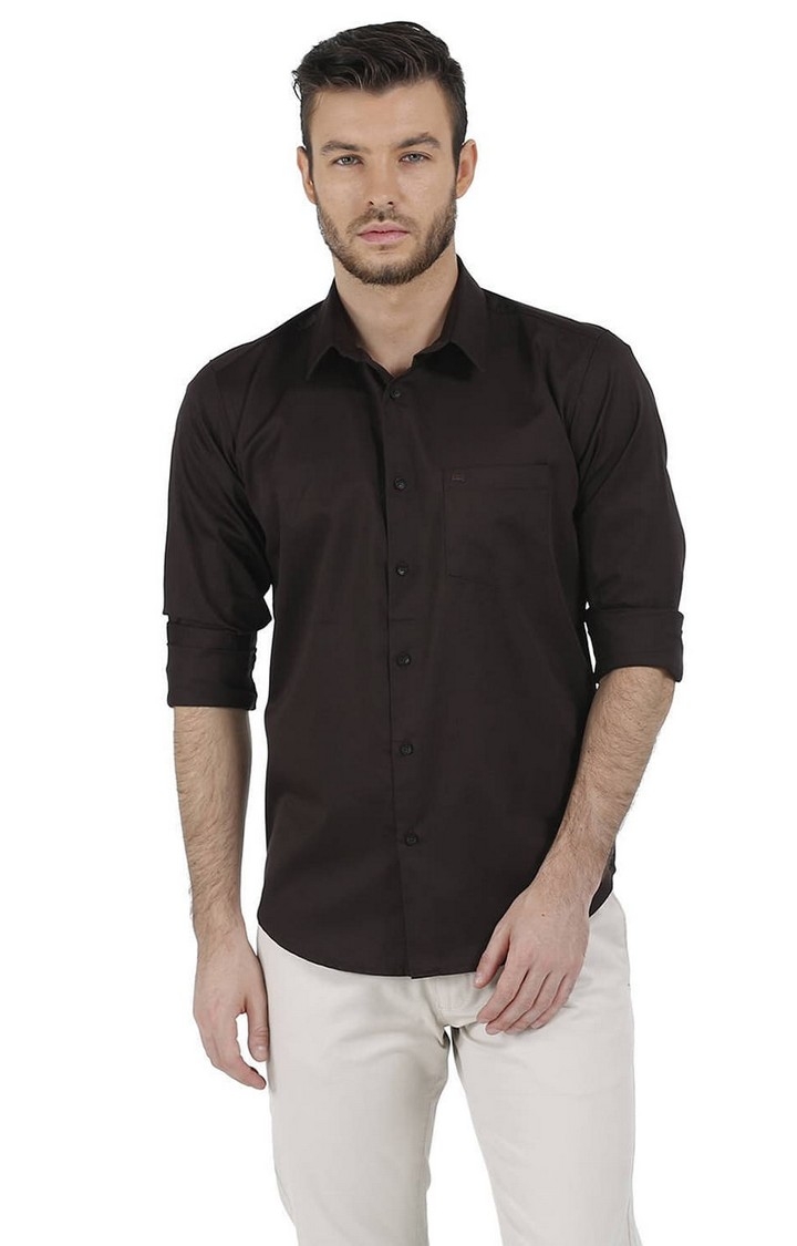 Brown Solid Casual Shirts