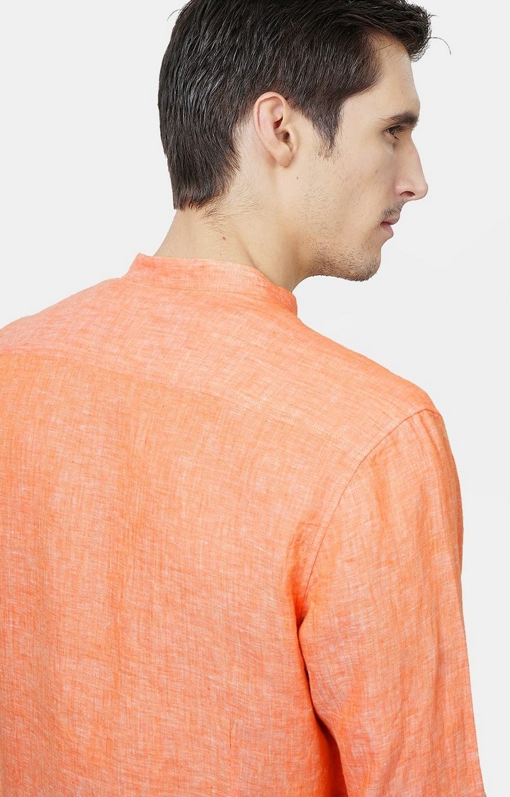Orange Solid Casual Shirts