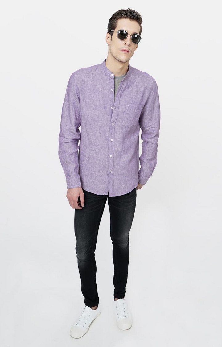 Purple Solid Casual Shirts