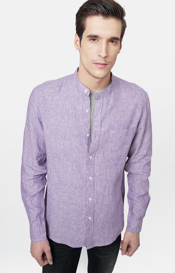 Basics | Purple Solid Casual Shirts