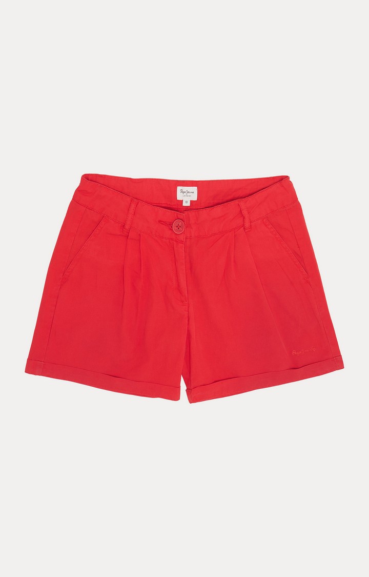 Girls Red Cotton Shorts
