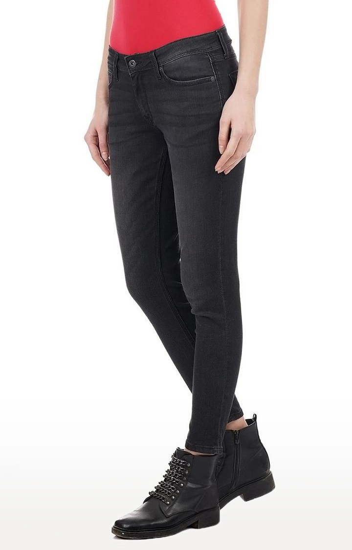 Women's Black Cotton Blend Slim Jeans