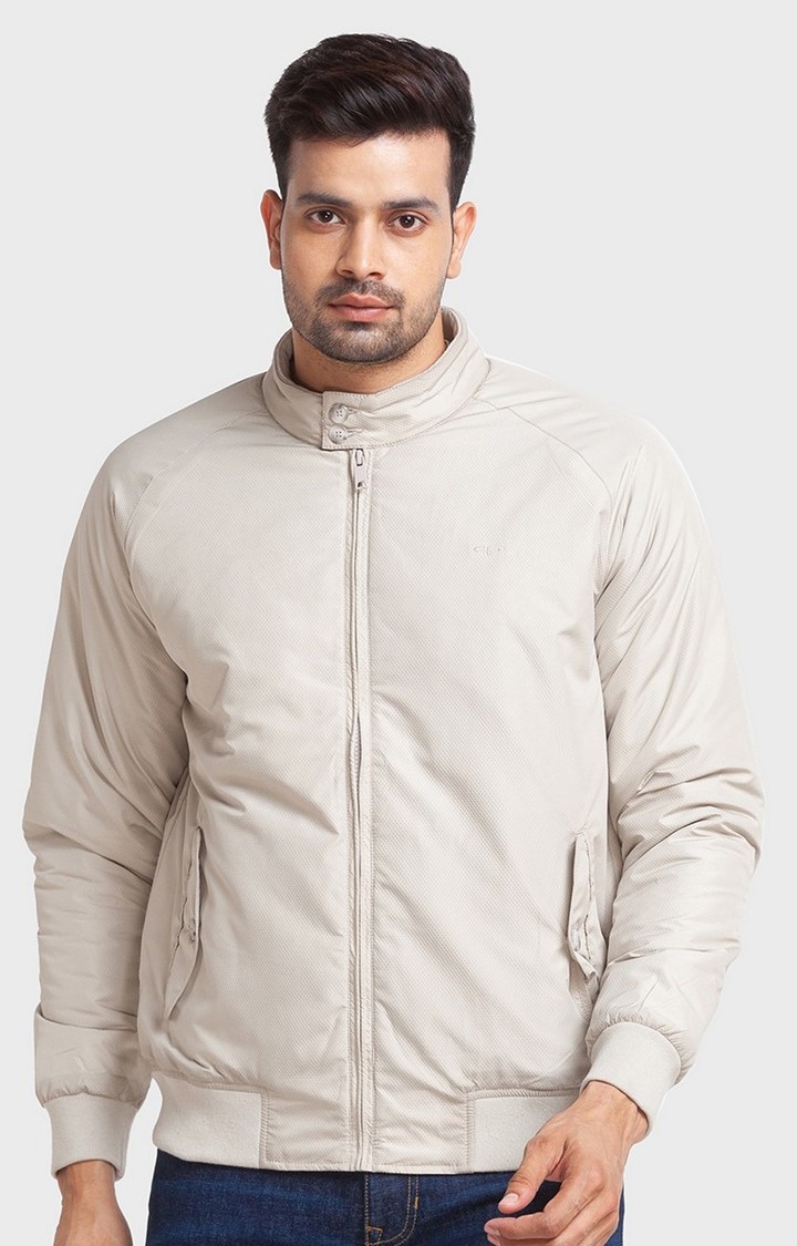 ColorPlus Tailored Fit Beige Bomber Jackets For Men