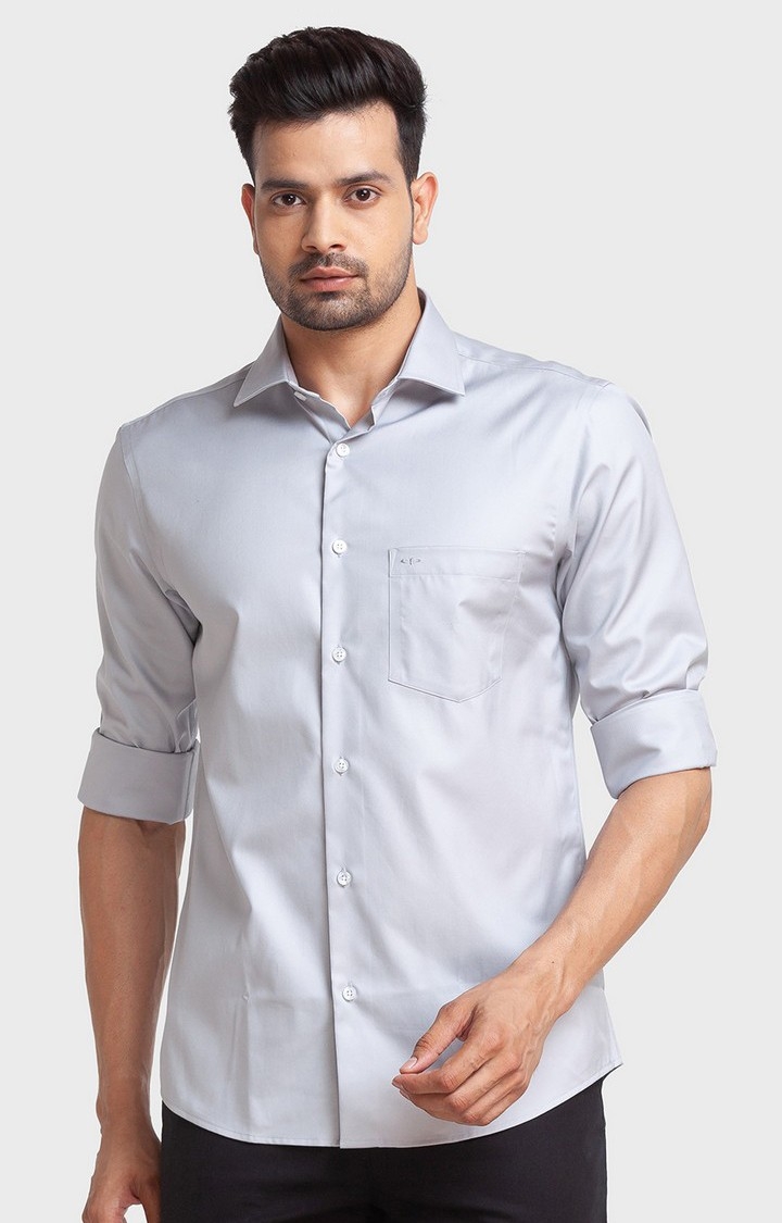 ColorPlus | ColorPlus Grey Solid Tailored Fit Casual Shirts For Men