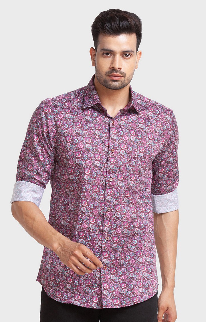 ColorPlus | ColorPlus Red Print Tailored Fit Casual Shirts For Men